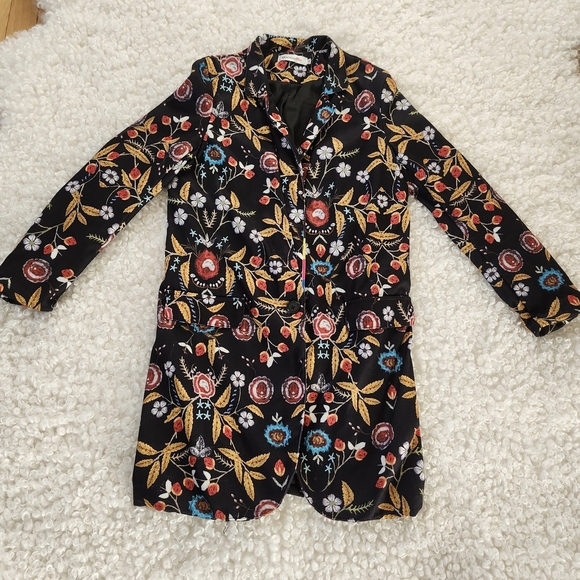 OrderPlus Women’s Floral Jacket Coat Sz M Fall Business Casual Lightweight Layer - Picture 2 of 15